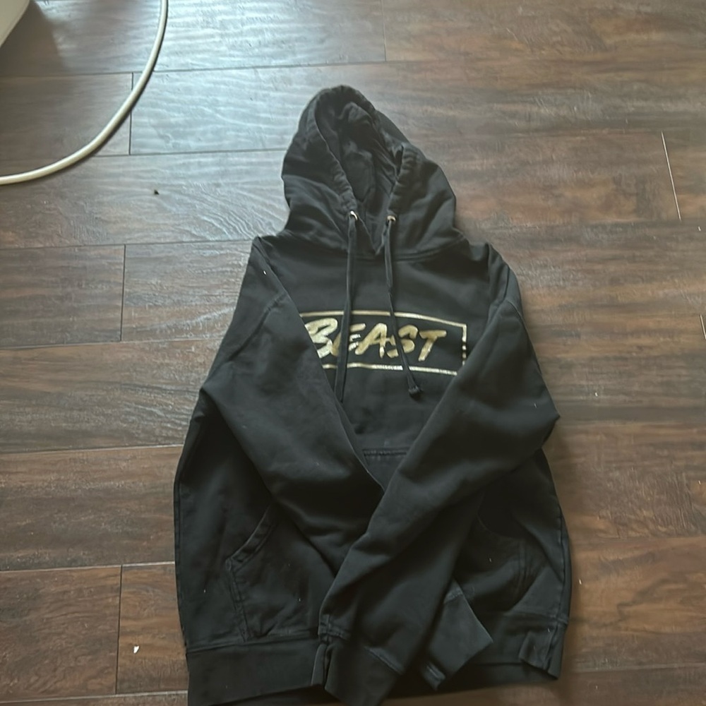 Gold and black Mr beast hoodie